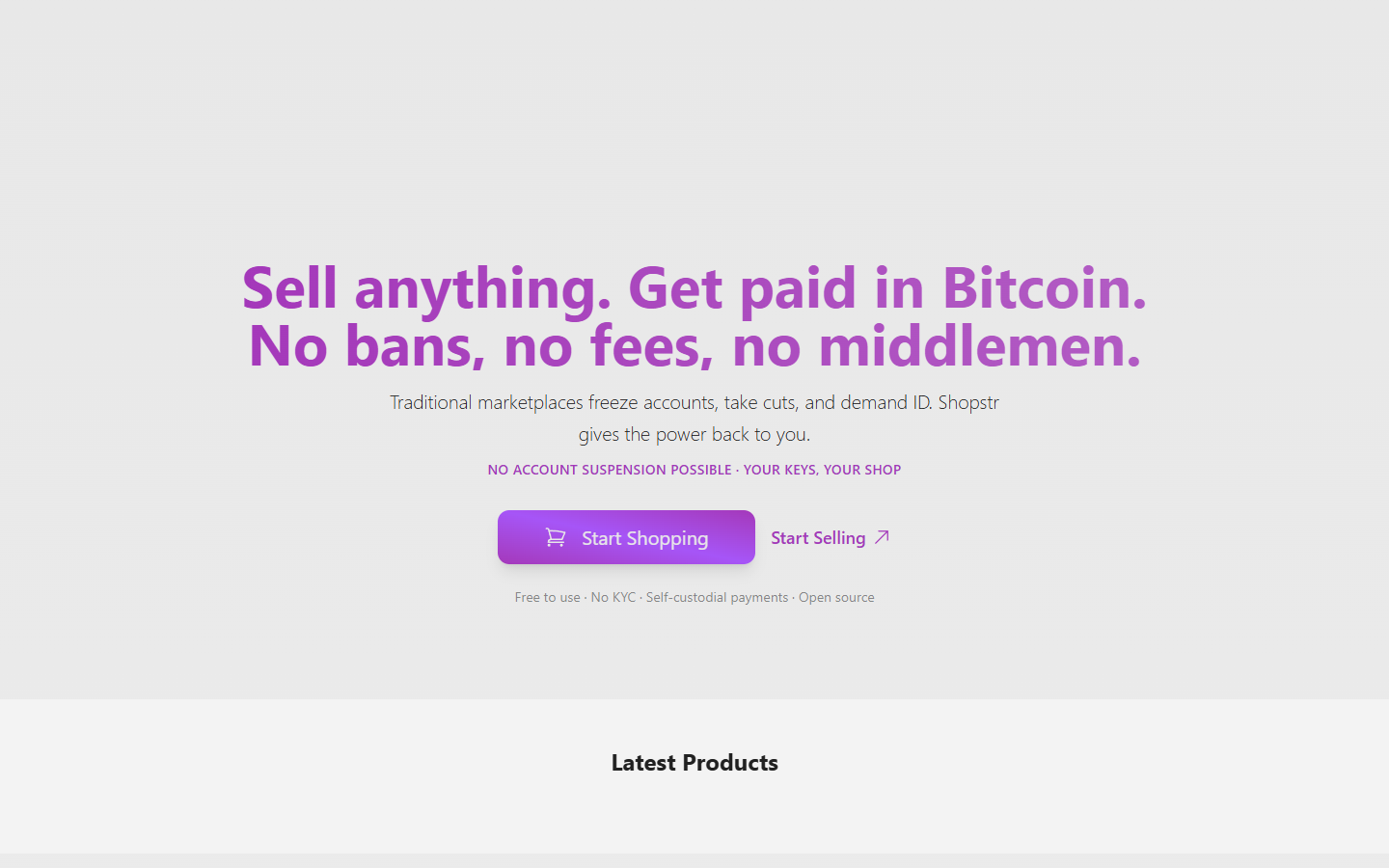 Shopstr marketplace interface
